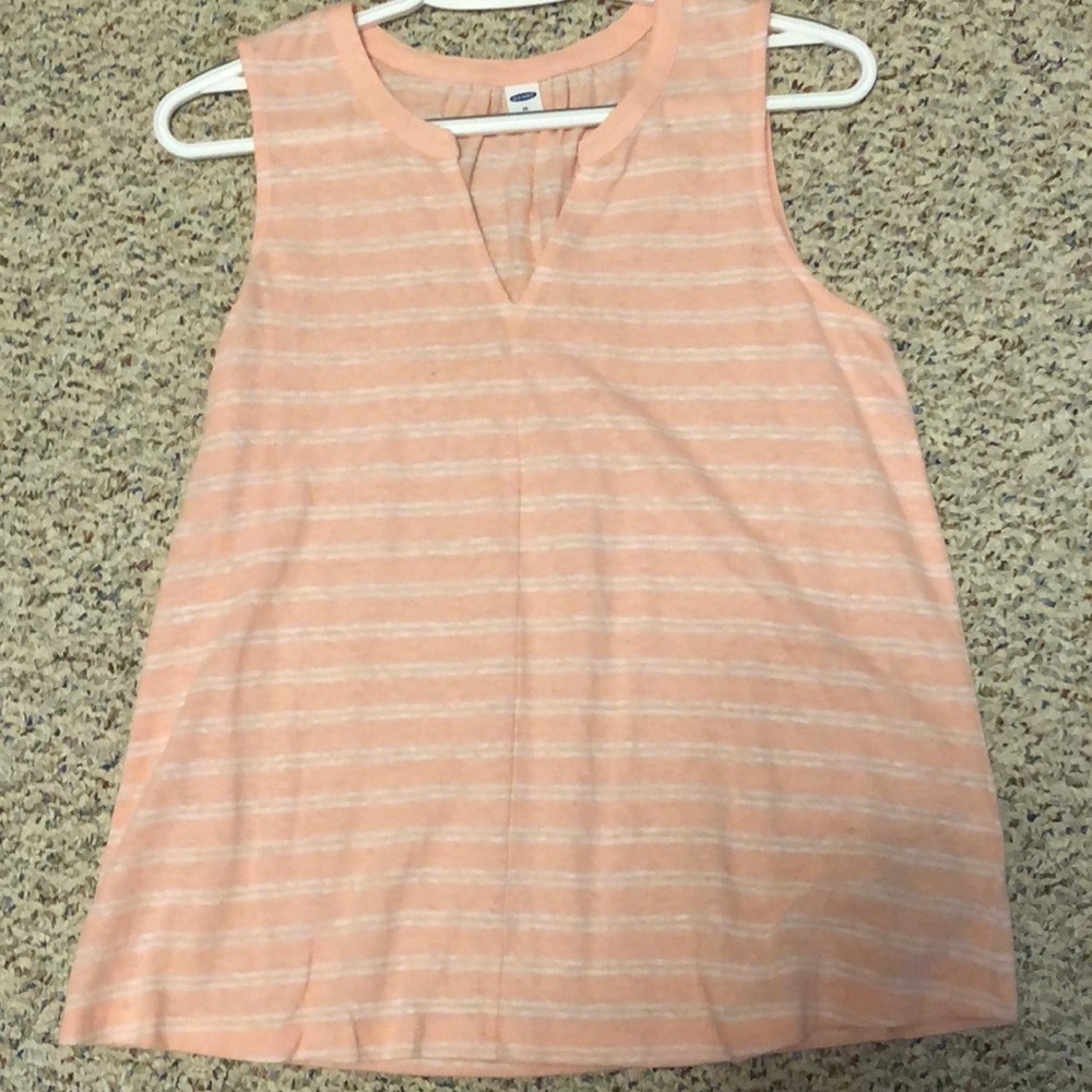peach and white striped tank top